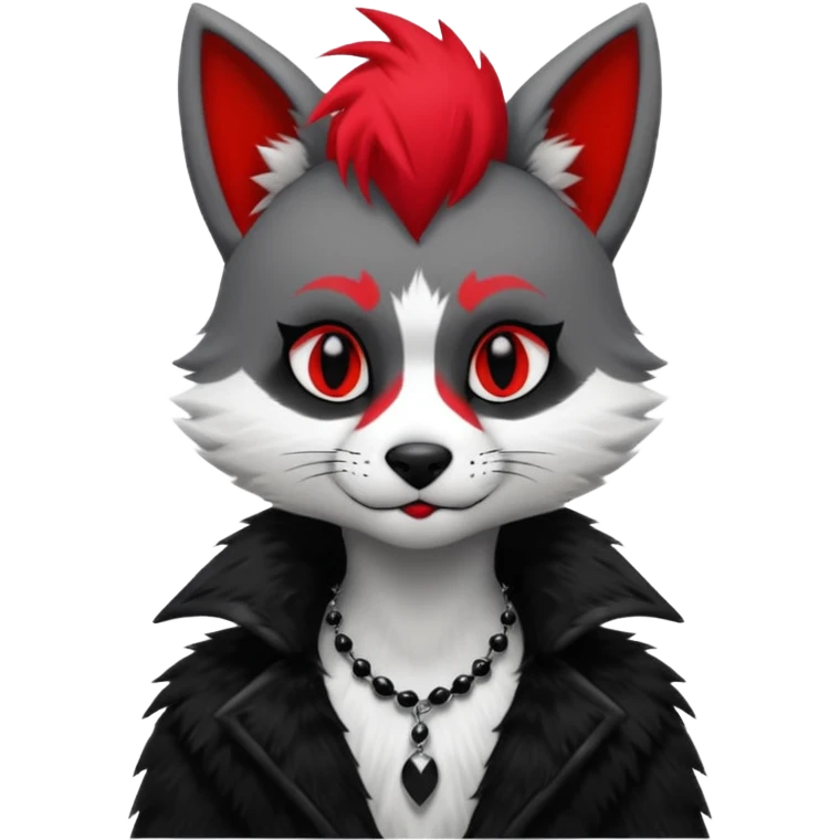 Anthropomorphic Anthro Furry punky gothic black white and red badass cool stylish handsome smexy Animal-furry-fursona emoji