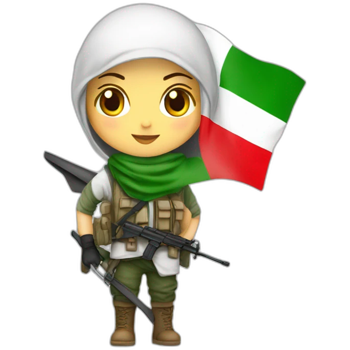 Freedom white girl fighter from Palestine with palestine flag and scarf emoji