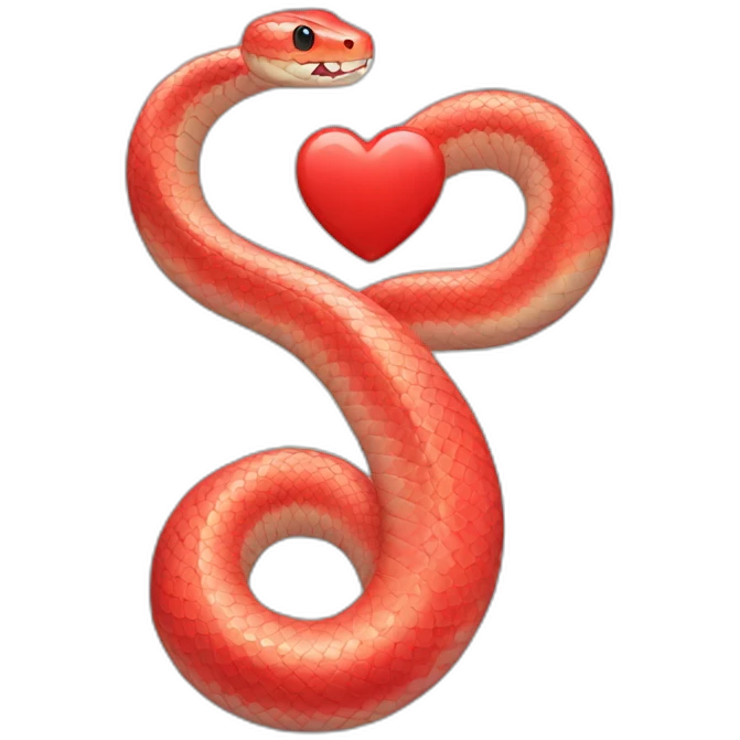 A light red snake with a necklace and a heart emoji