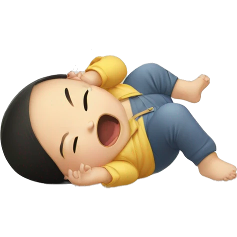Asian baby having tantrum on floor emoji