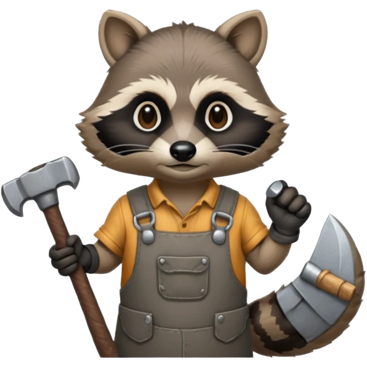 blacksmith racoon holding hammer emoji