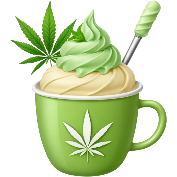 gelato in a cup with cannabis leaf emoji