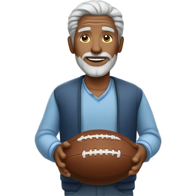 old man with grey hair with football  emoji