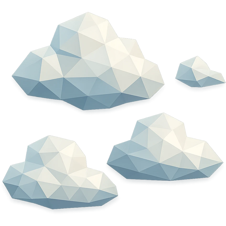 polygonal low-poly clouds with geometric shapes emoji