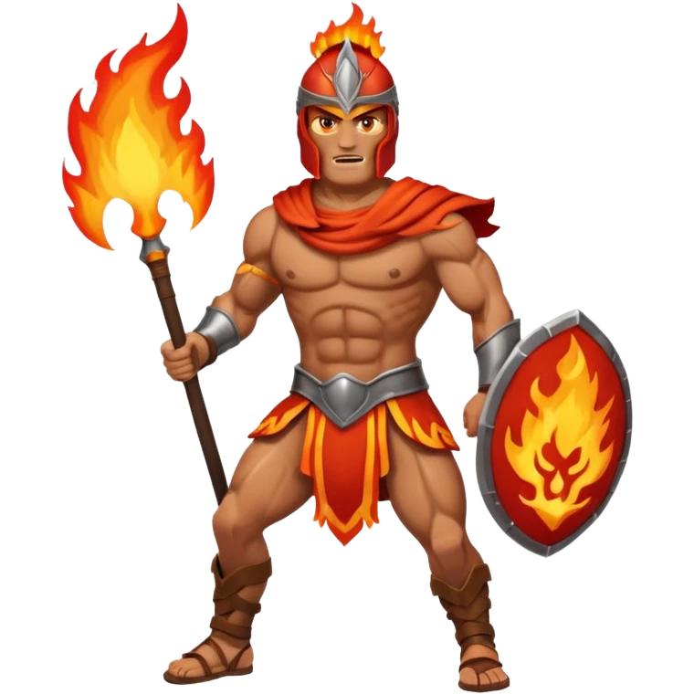 Spartan with fire all around him emoji