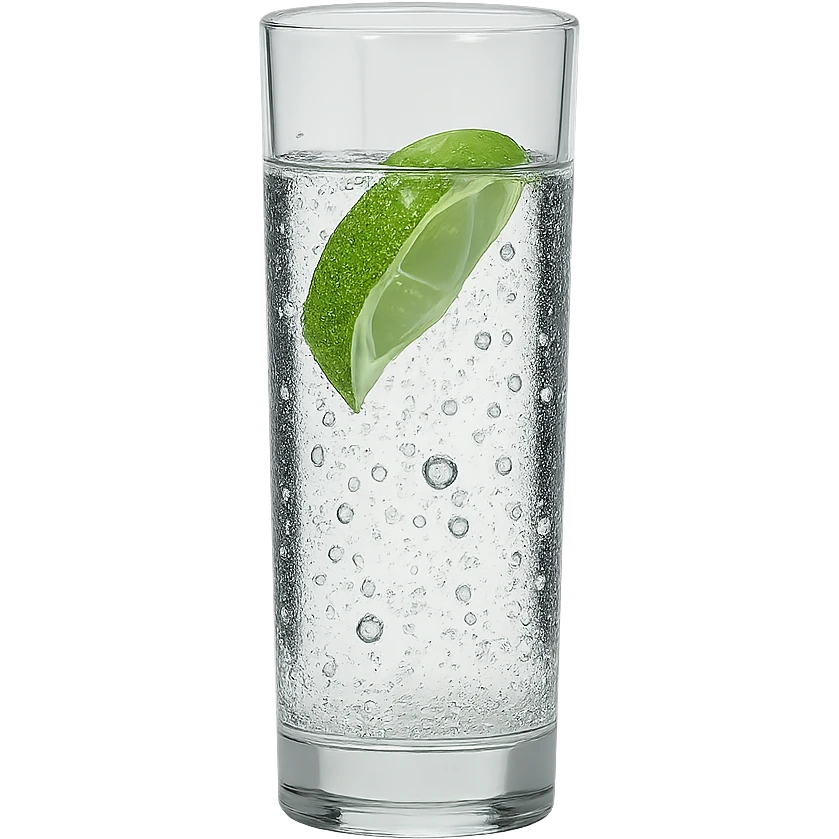 Remove the background, keep only the realistic glass of sparkling water in photorealistic style with transparent background. emoji