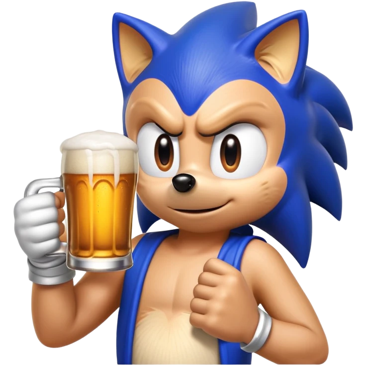 Sonic the hedgehog drinking a beer emoji