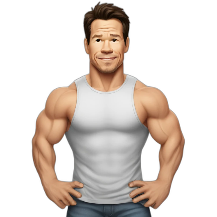 mark wahlberg cartoon wearing muscle tee emoji