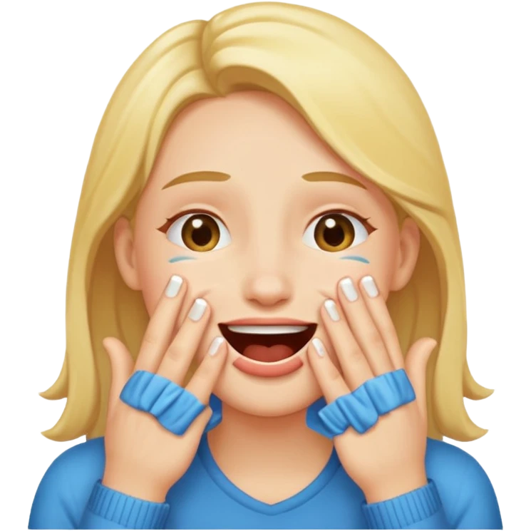 Laughing with tears and hands over mouth emoji