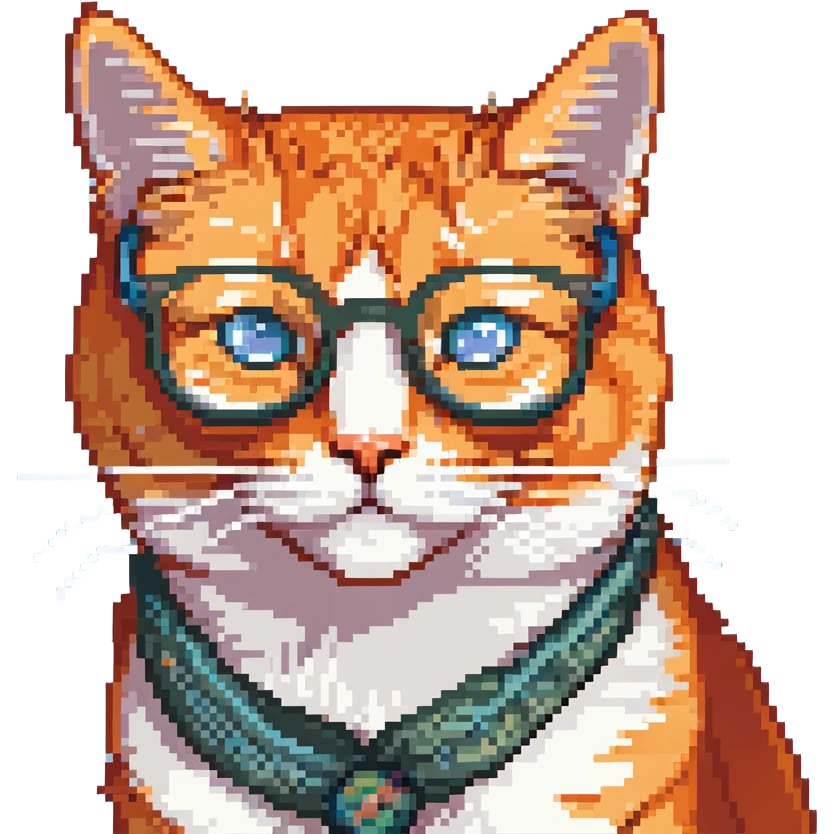 orange cat wearing eyeglasses emoji