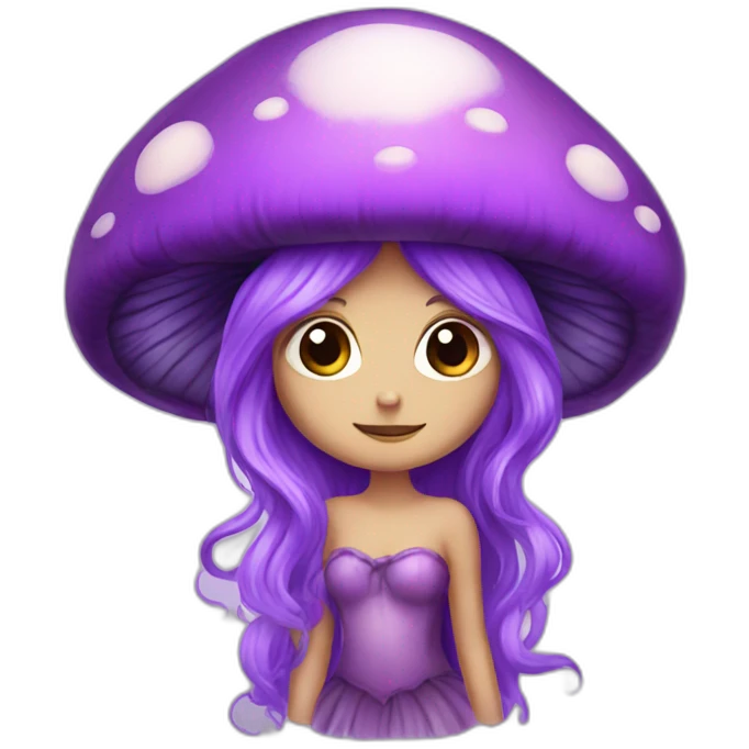 purple mushroom fairy with long hair emoji