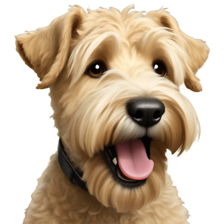 Excited photo realistic wheaten terrier with the words “Happy New Year 2025!” emoji