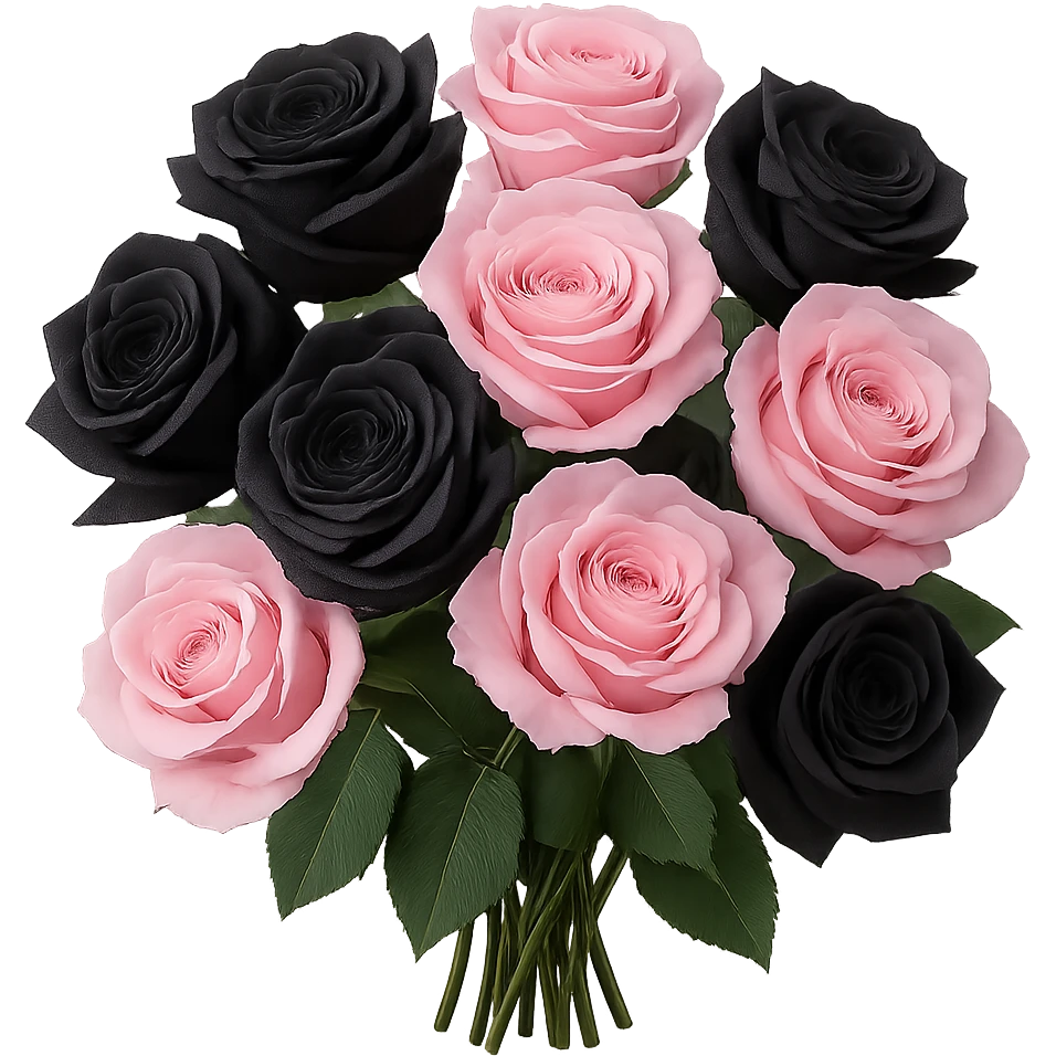 bouquet of black and pink roses , remove background emoji