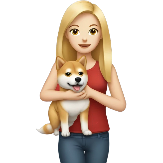 blonde girl with shiba inu emoji