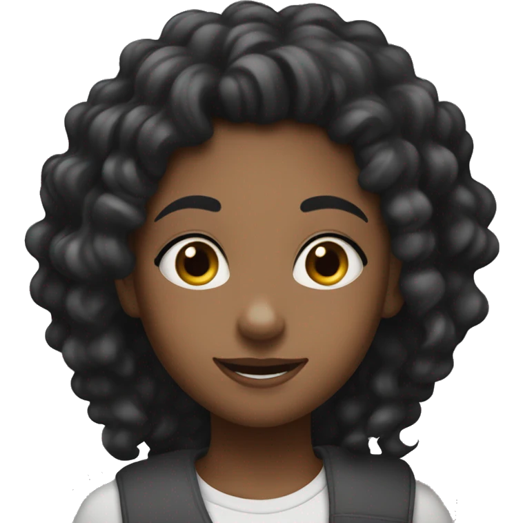 Black gril with long black curly hair excited ￼  emoji