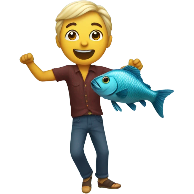Scott dancing with a fish emoji