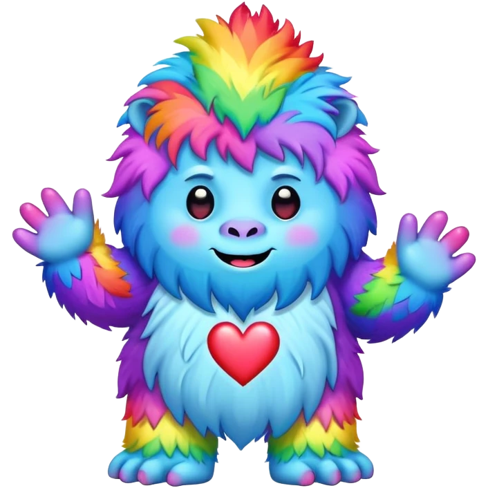 rainbow yeti heart hands emoji