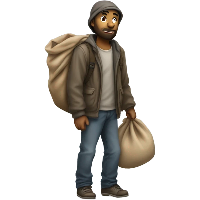 homeless man carrying sack emoji