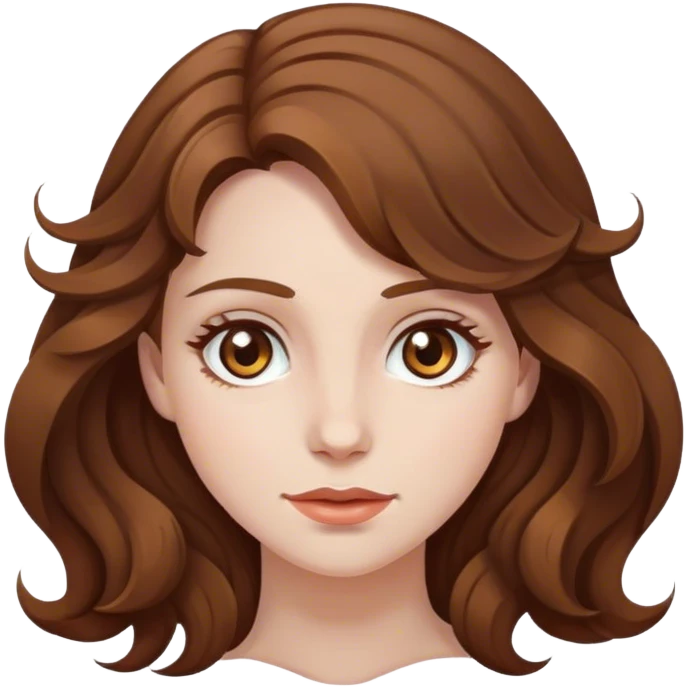 pale woman with wavy medium-brown hair and hazel eyes  emoji