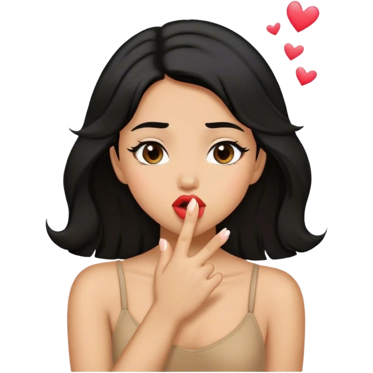 Tan girl with black hair Blowing kisses  emoji