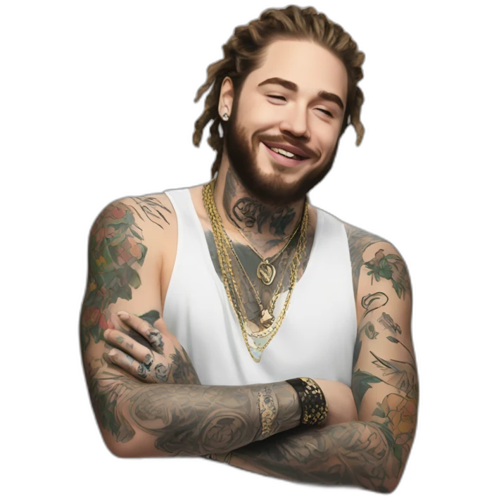Post Malone with tattoo emoji