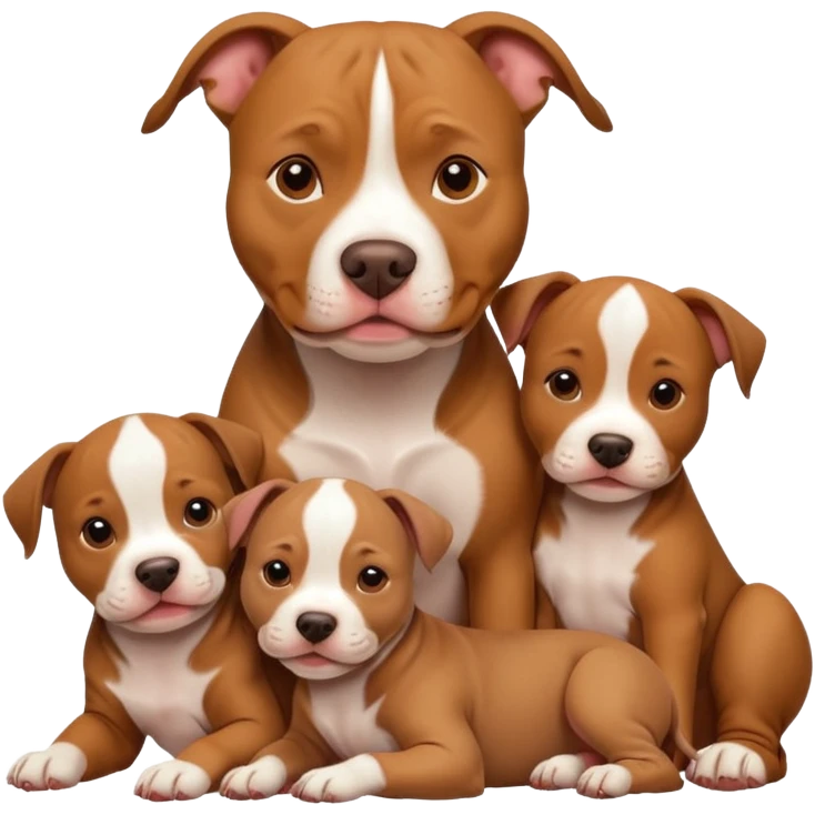 pitbull dog with its puppies emoji
