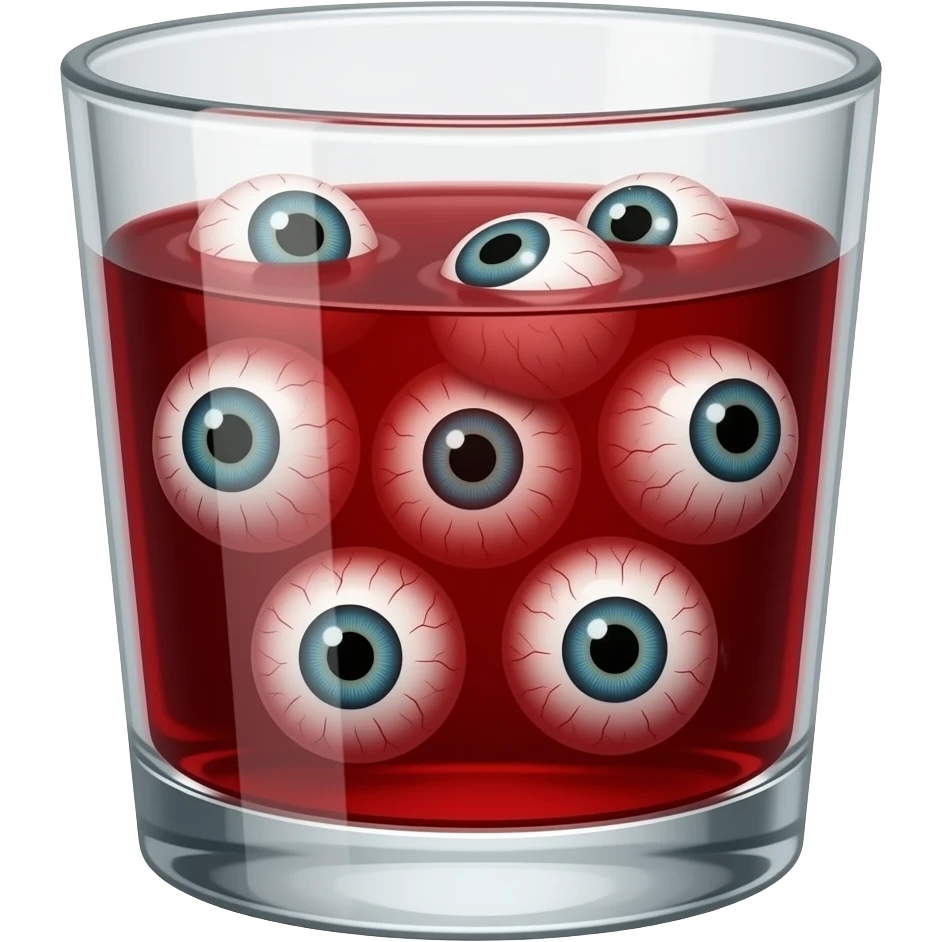 Killer Cocktail glass with blood liquid drink and eyeballs in it emoji