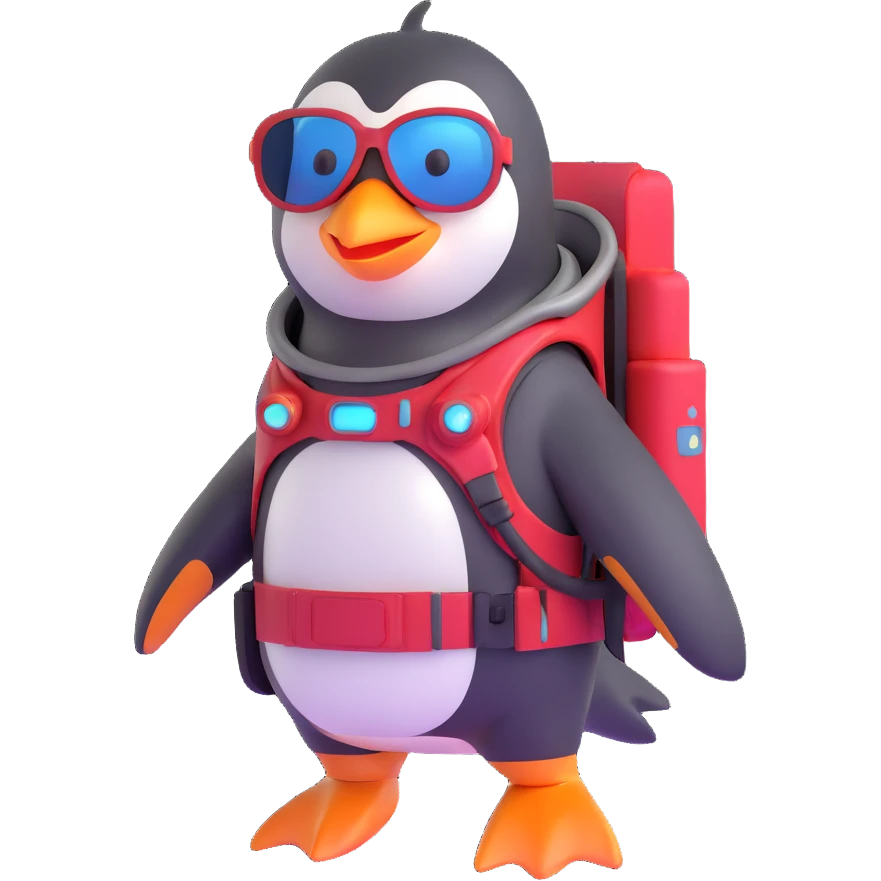 penguin with a jetpack and sunglasses emoji