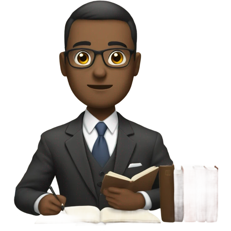 Man in suit studying emoji