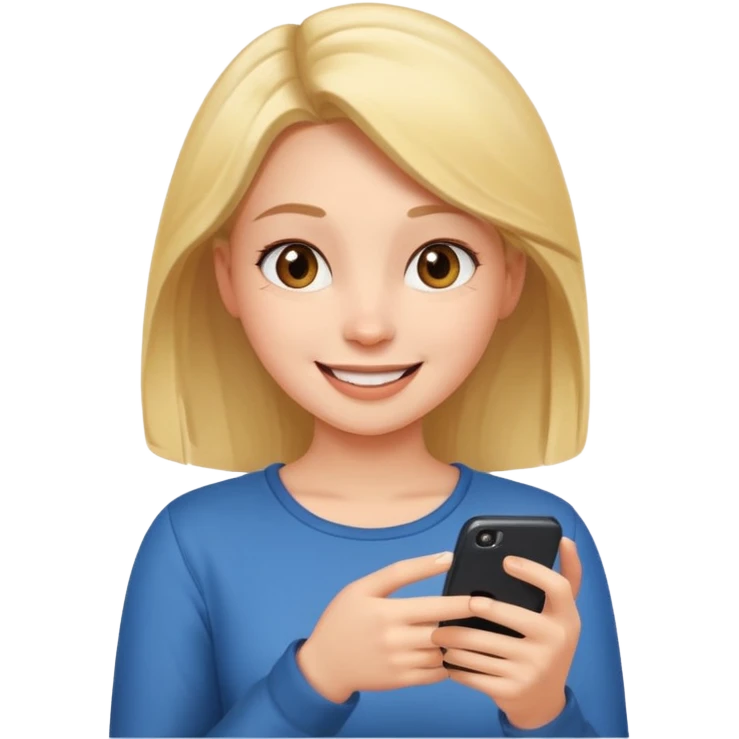 a girl on his phone with a happy face commenting on a post emoji