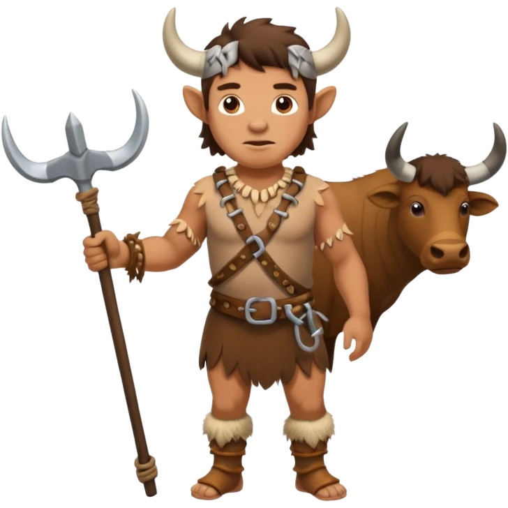 Stone age man  with Ox Plow emoji