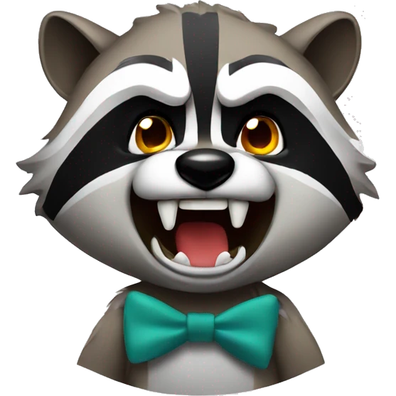 angry raccoon with bow on its head emoji