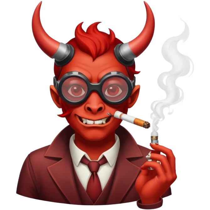 Devil with goggles smoking emoji