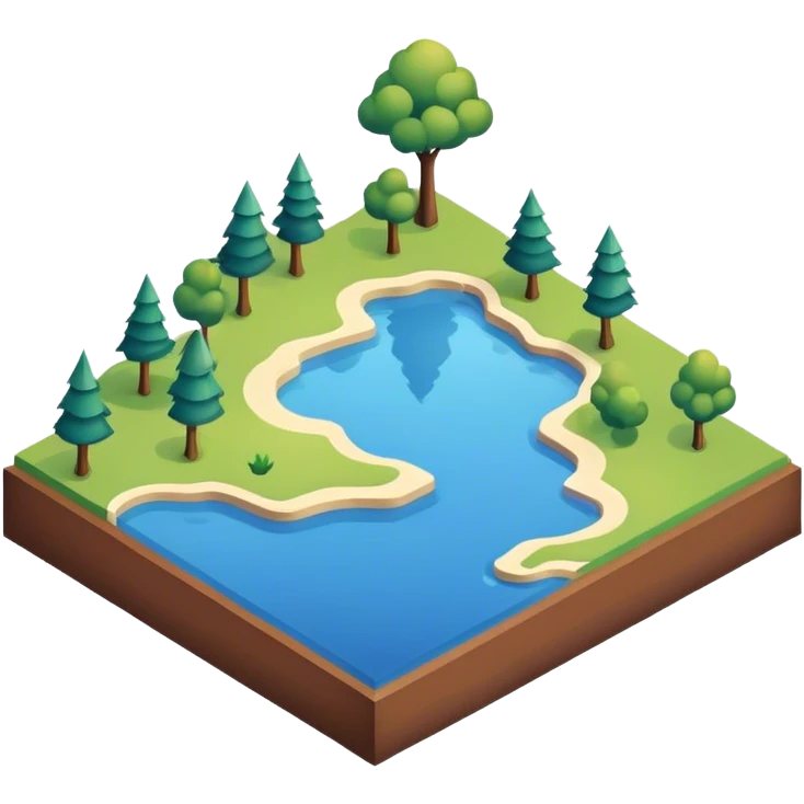 lake landscape isometric 3d emoji