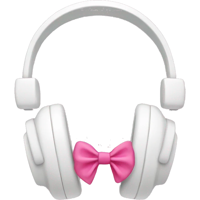 White headphones with pink bow emoji