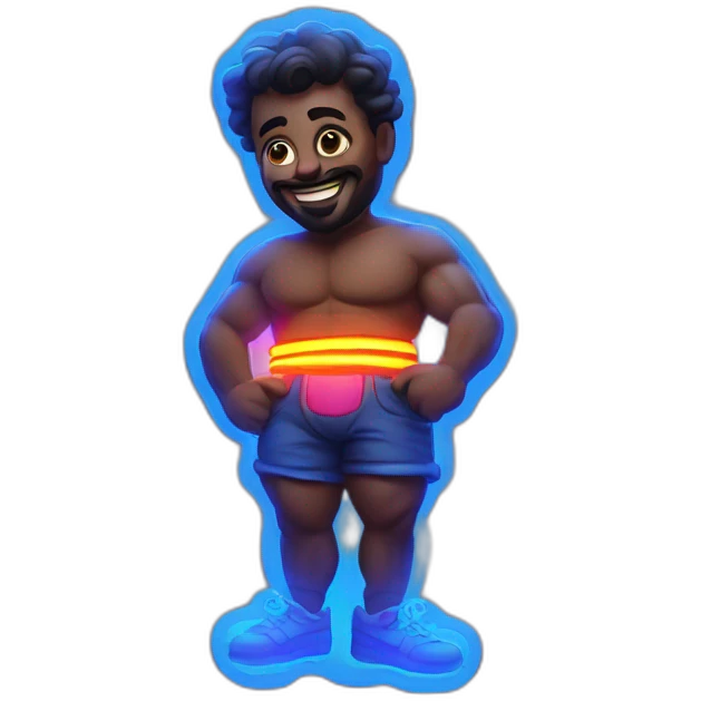 Juicy booty neon sign style man emoji