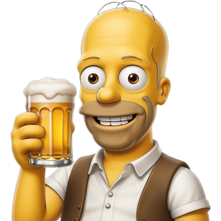homer simpson smiling with a beer emoji