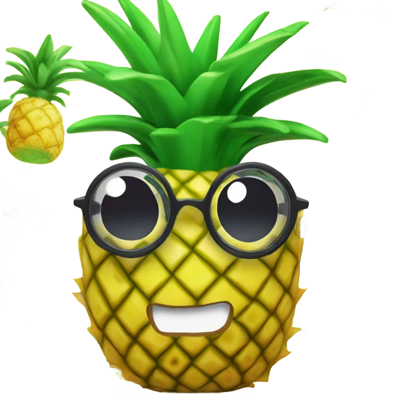 3D one pineapple  👱‍♀️🍍 with big shiny eyes 👀 The pineapple cute embarrassed ☺️ emoji