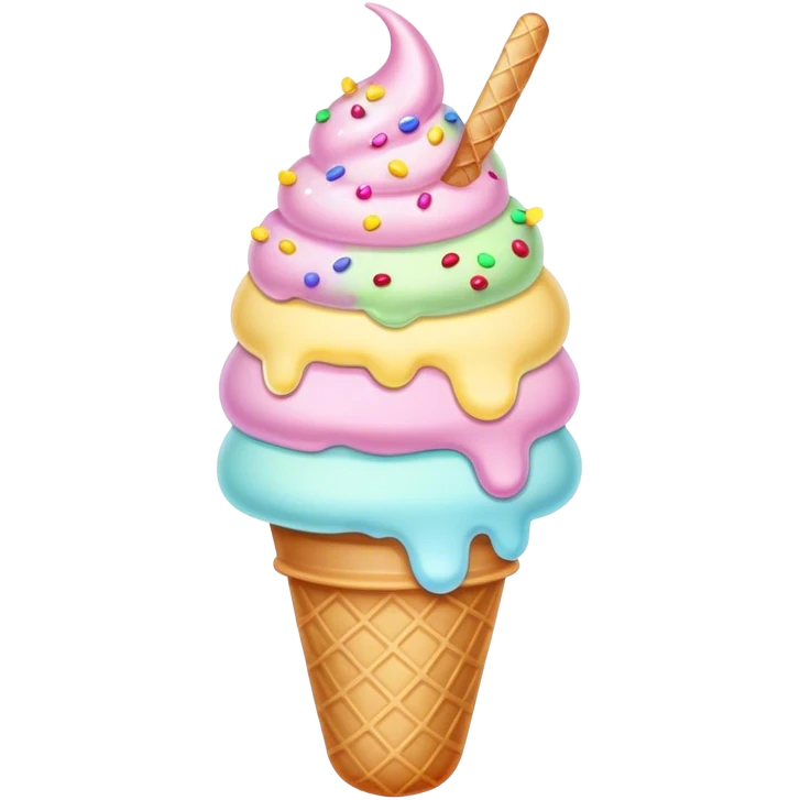 Melted kawaii pastel ice cream emoji