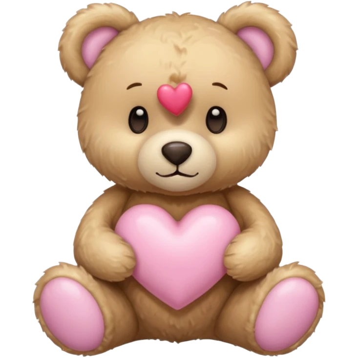 beige teddy bear and a pink pastel heart emoji