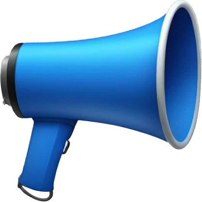 Flat blue megaphone emoji