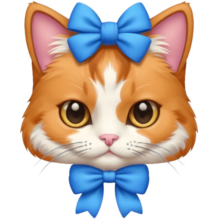 Cute Cat with blue bow emoji
