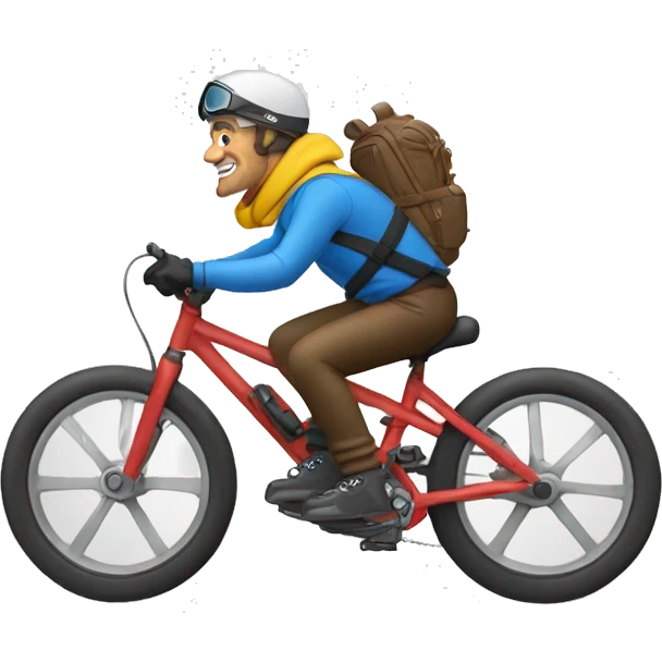 Ski bum Pavlas on a bike emoji