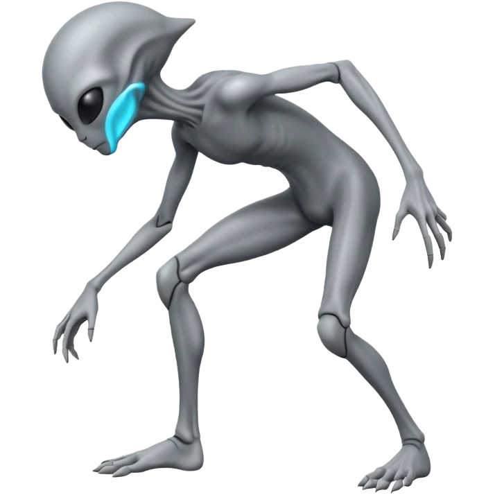 fullbody gray alien bending knee BACKVIEW emoji