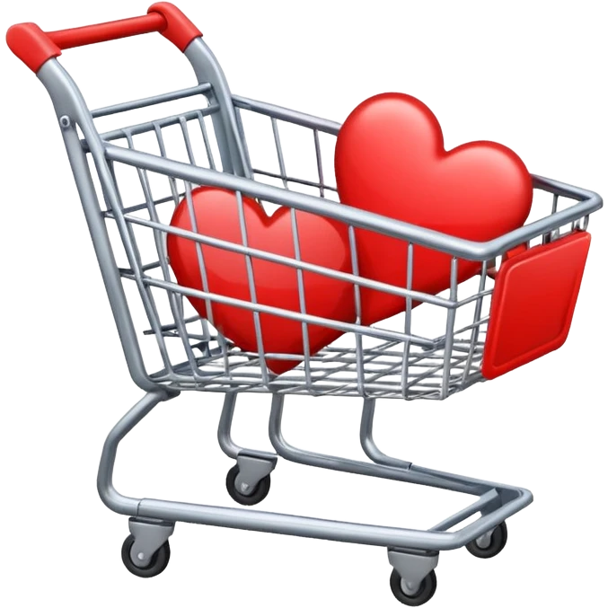 emoji of empty shopping cart with broken heart inside emoji