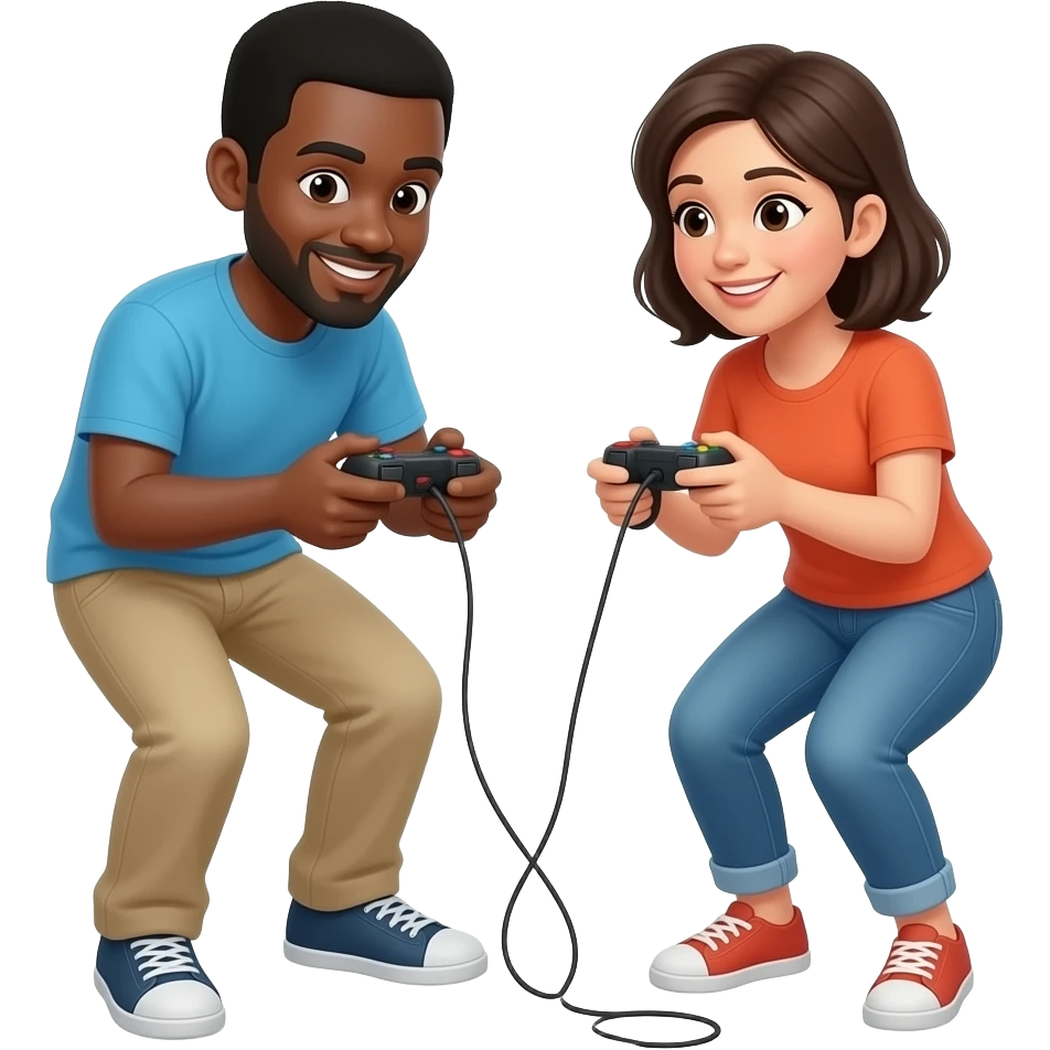 Black man and woman play game emoji