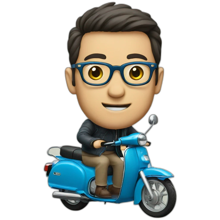 men with glasses over honda c90 blue cian emoji