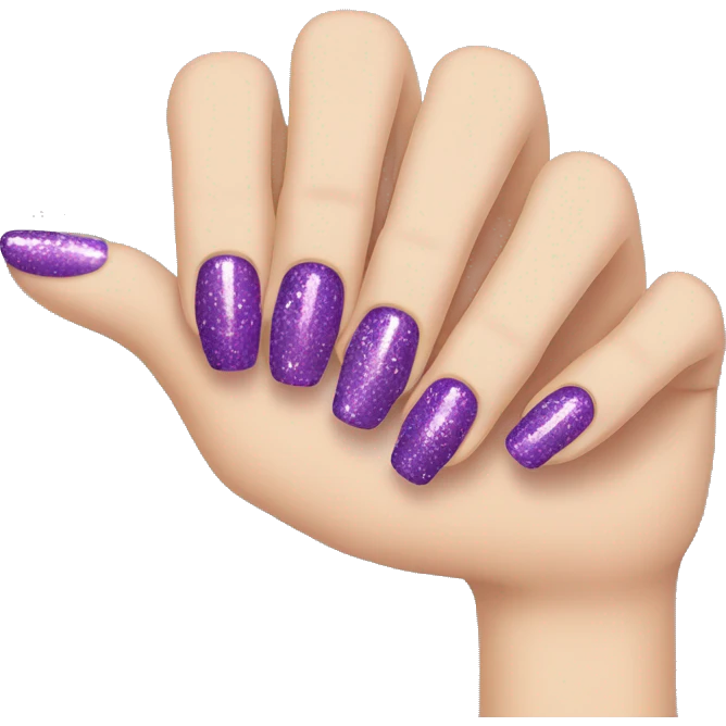  hand with purple sparkly nails emoji