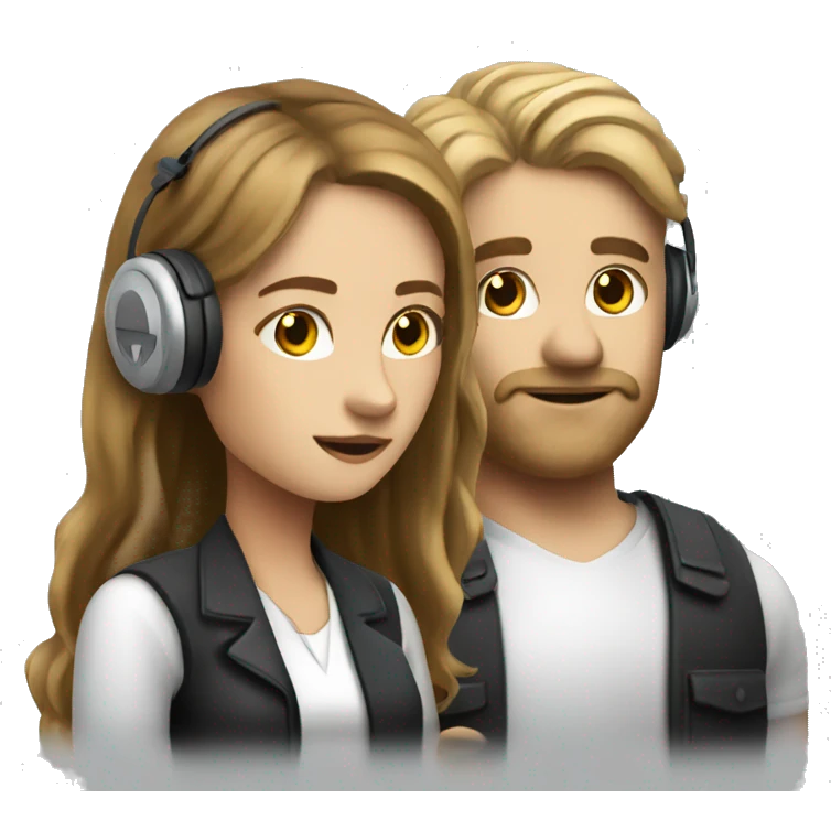 Stage manager with a headset girl  long hair white emoji