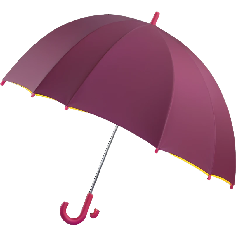 burgundy umbrella with a glowing neon outline in 3D emoji style emoji
